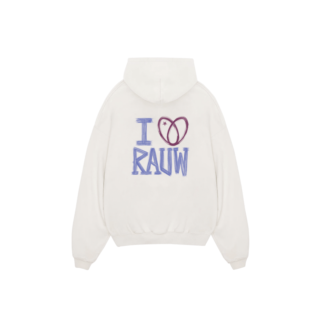 Rauw Alejandro Store Hoodie I <3 Rauw Hoodie Off White