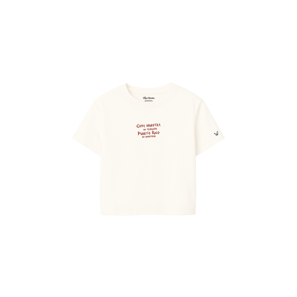 Rauw Alejandro Store T-Shirt Tradicion es Identidad Baby Tee Off White